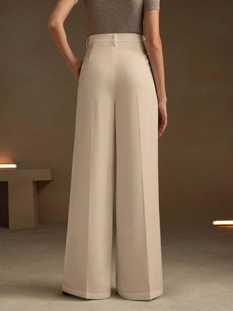 KOTTY Women's High Waist Straight Beige Pants for Office Wear (Beige,M)-KOTTYWOMENSPANT724M - Image 3