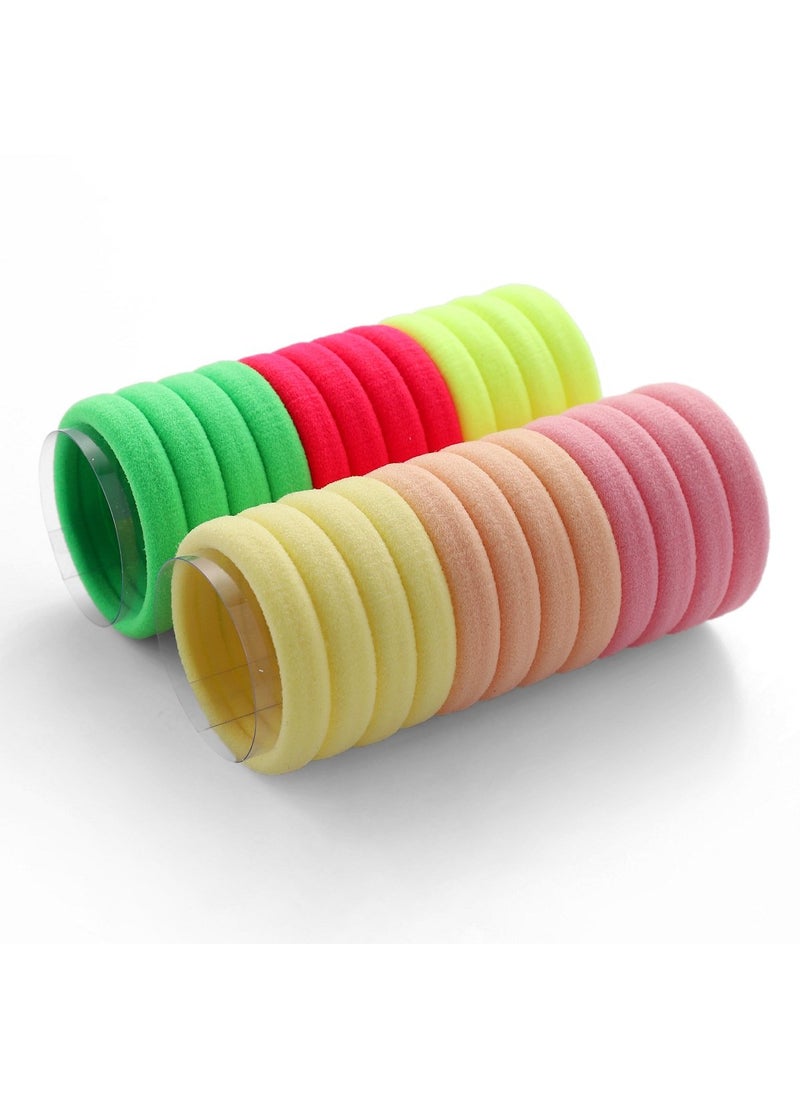 Liasun Set Of 24 Multicolor Hair Bands Ties Elastics Ponytail holders No Crease Thick Seamless Cotton Stretch Hair Ties Durable Headband for Women Multicolor4 
