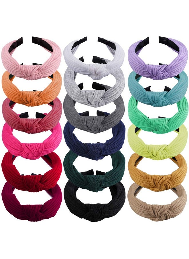 SIQUK 18 Pieces Top Knot Headband Wide Turban Headband Cloth Cross Knot Headbands For Women  - Image 1