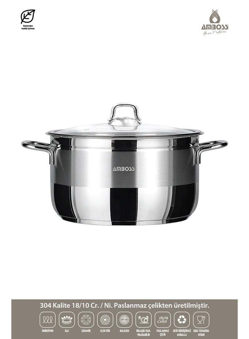 AMBOSS Deep bowl l20cm stainless steel sapphire - with glass lid made in Turkey - Image 1