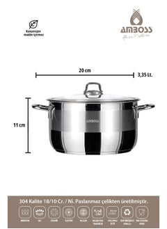 AMBOSS Deep bowl l20cm stainless steel sapphire - with glass lid made in Turkey  - Image 3