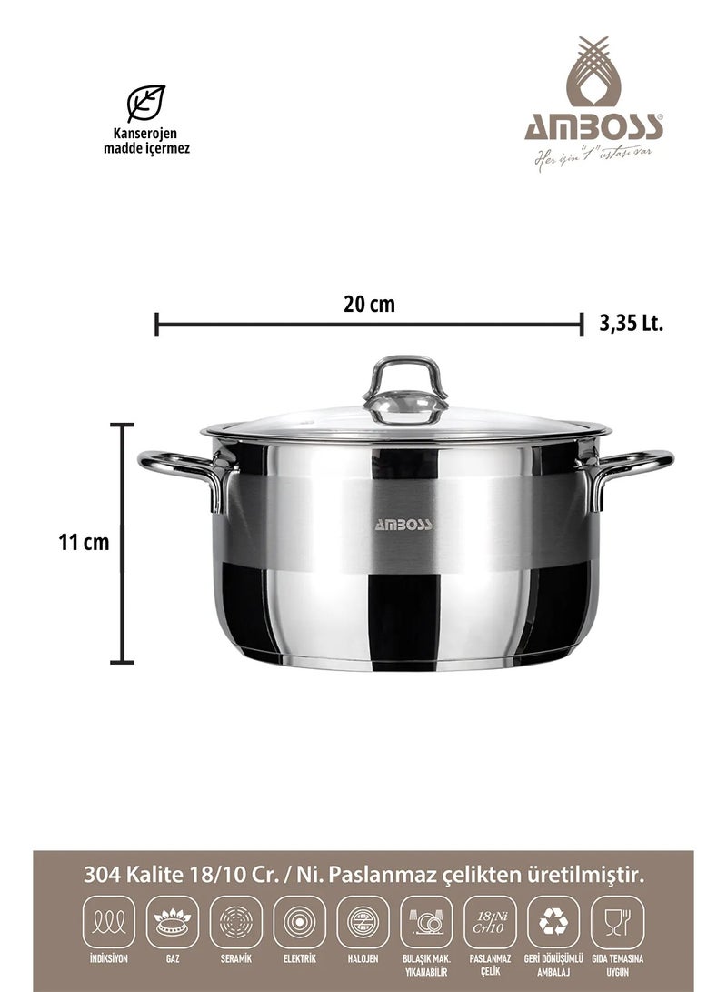 AMBOSS Deep bowl l20cm stainless steel sapphire - with glass lid made in Turkey - Image 3