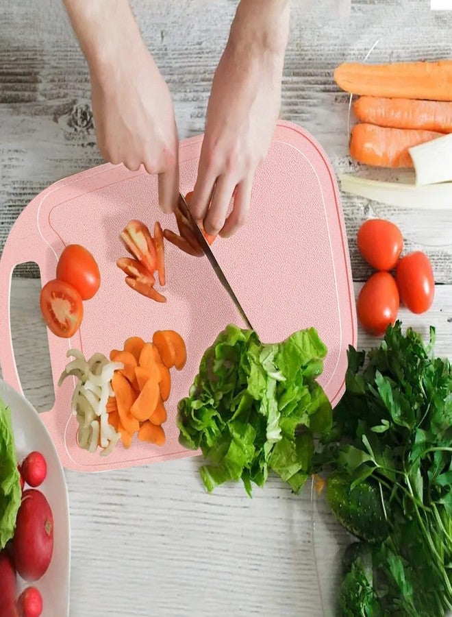 Lnrkai Cutting Board for Kitchen, Wheat Straw Chopping Boards with Juice Grooves and Easy Grip Handle, Dishwasher Safe,Non Scratch (pink) - Image 4