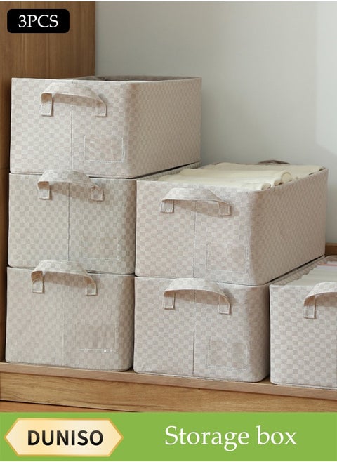 3 Pcs Wardrobe Clothes Organizer，Foldable Clothes Storage Box ，Drawer Organizer With Handles，Moisture and Mold Prevention，Wear Resistant And Easy To Clean，for Organizing Clothing Jeans Toys Book Shelves Closet Wardrobe，47*28*20cm