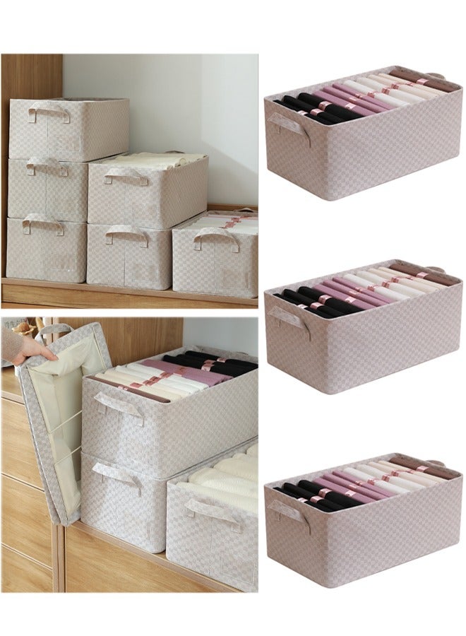 DUNISO 3 Pcs Wardrobe Clothes Organizer，Foldable Clothes Storage Box ，Drawer Organizer With Handles，Moisture and Mold Prevention，Wear Resistant And Easy To Clean，for Organizing Clothing Jeans Toys Book Shelves Closet Wardrobe，47*28*20cm  - Image 1