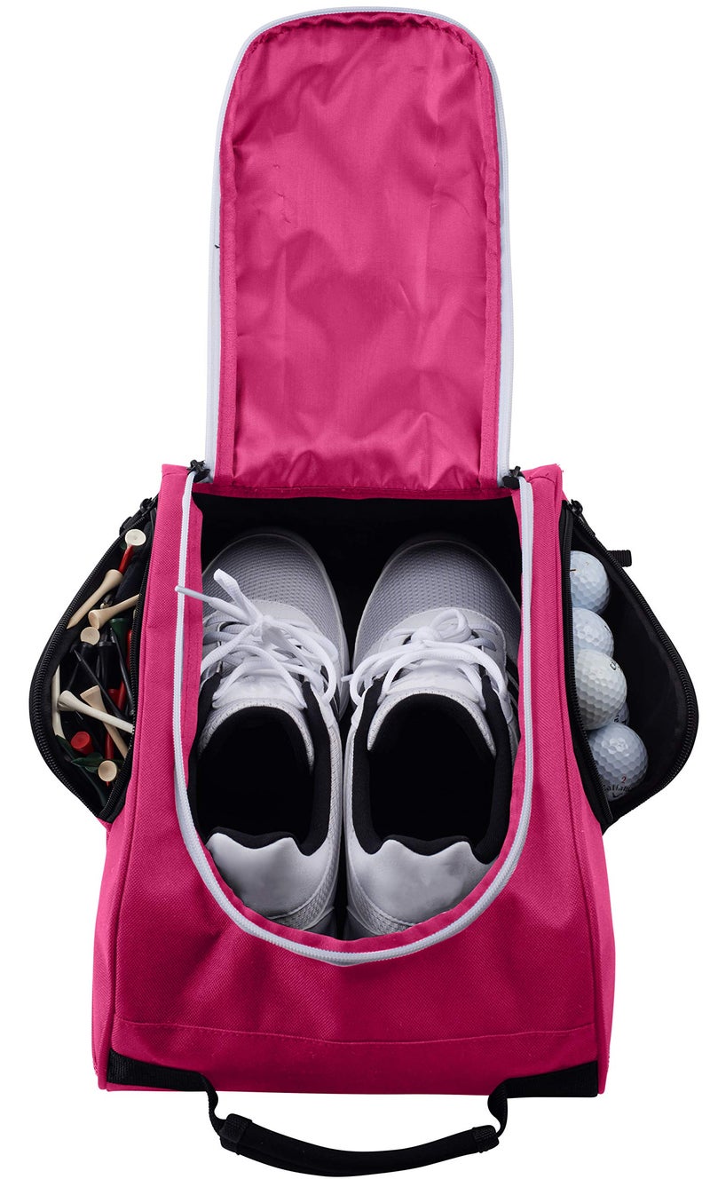 Athletico Golf Shoe Bag - Zippered Shoe Carrier Bags With Ventilation & Outside Pocket for Socks, Tees, etc. (Pink) - Image 1