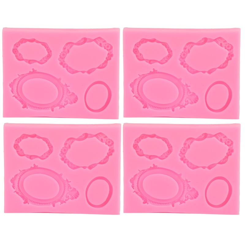 Picture Frame Silicone Mold 4-Piece Set Easy Demould - Flexible DIY Chocolate Mold for Cake Decorating - Image 1