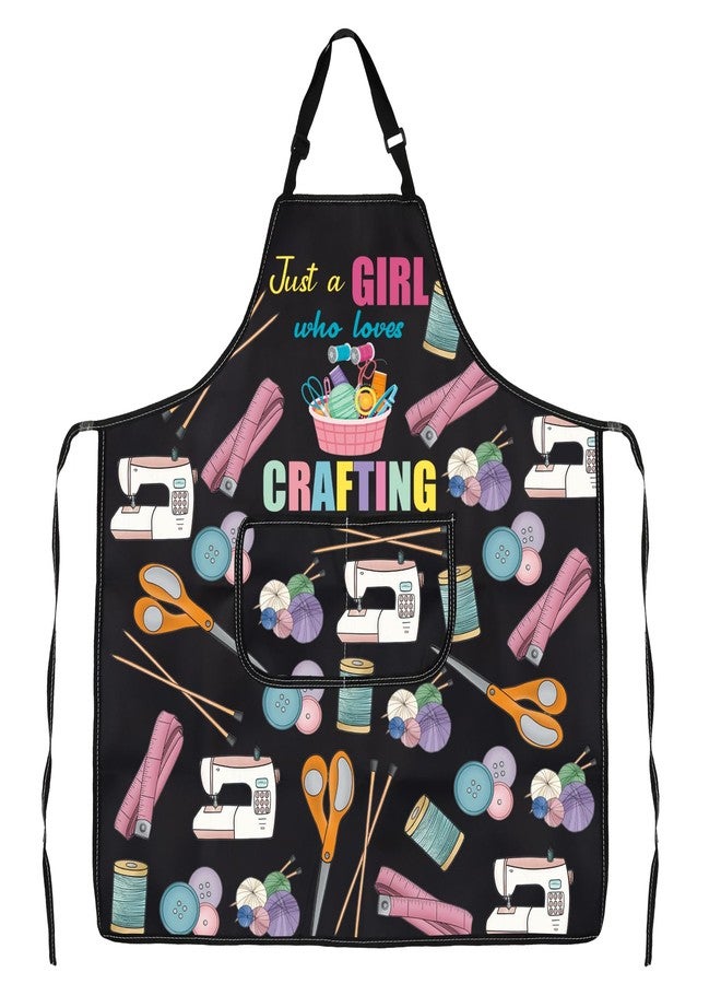 PXTIDY Crafting Apron Crafting Inspired Gift Tailors Apron Quilting Gift Craft Lover Gift Just A Girl Who Loves Crafting (CRAFTING apron) - Image 1