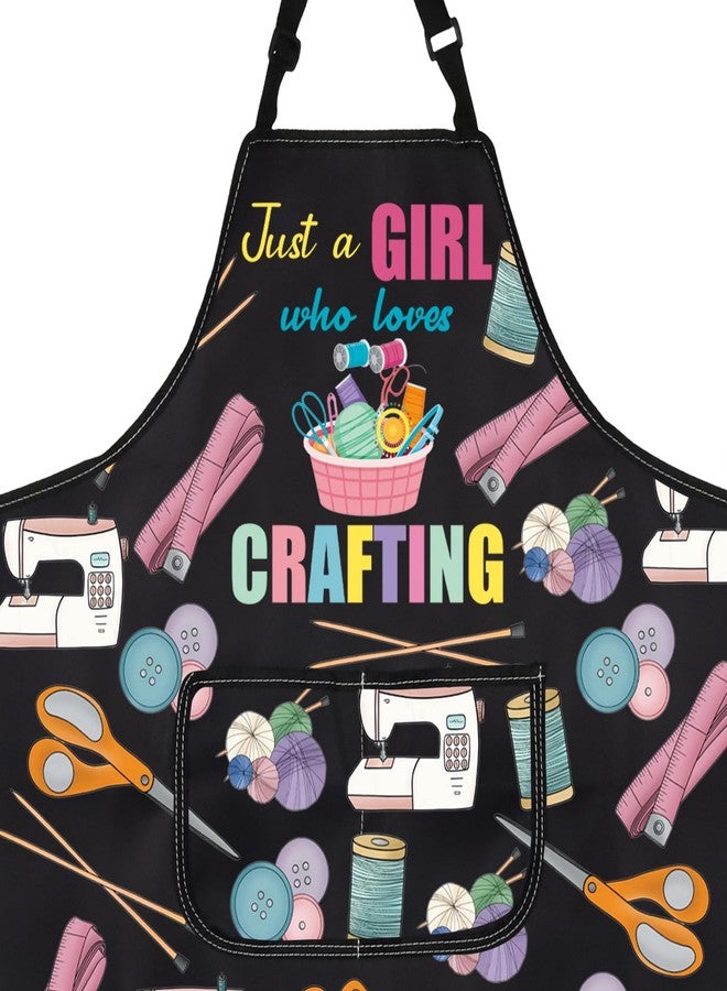 PXTIDY Crafting Apron Crafting Inspired Gift Tailors Apron Quilting Gift Craft Lover Gift Just A Girl Who Loves Crafting (CRAFTING apron) - Image 2
