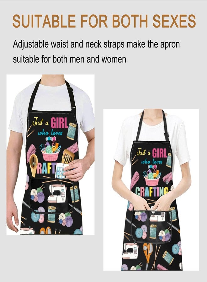 PXTIDY Crafting Apron Crafting Inspired Gift Tailors Apron Quilting Gift Craft Lover Gift Just A Girl Who Loves Crafting (CRAFTING apron) - Image 4