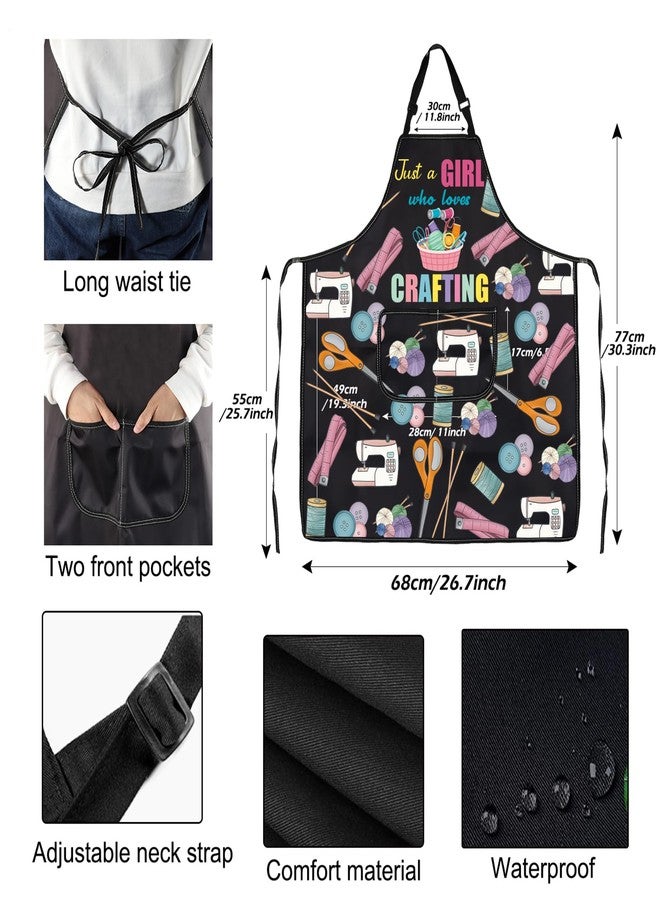 PXTIDY Crafting Apron Crafting Inspired Gift Tailors Apron Quilting Gift Craft Lover Gift Just A Girl Who Loves Crafting (CRAFTING apron) - Image 3