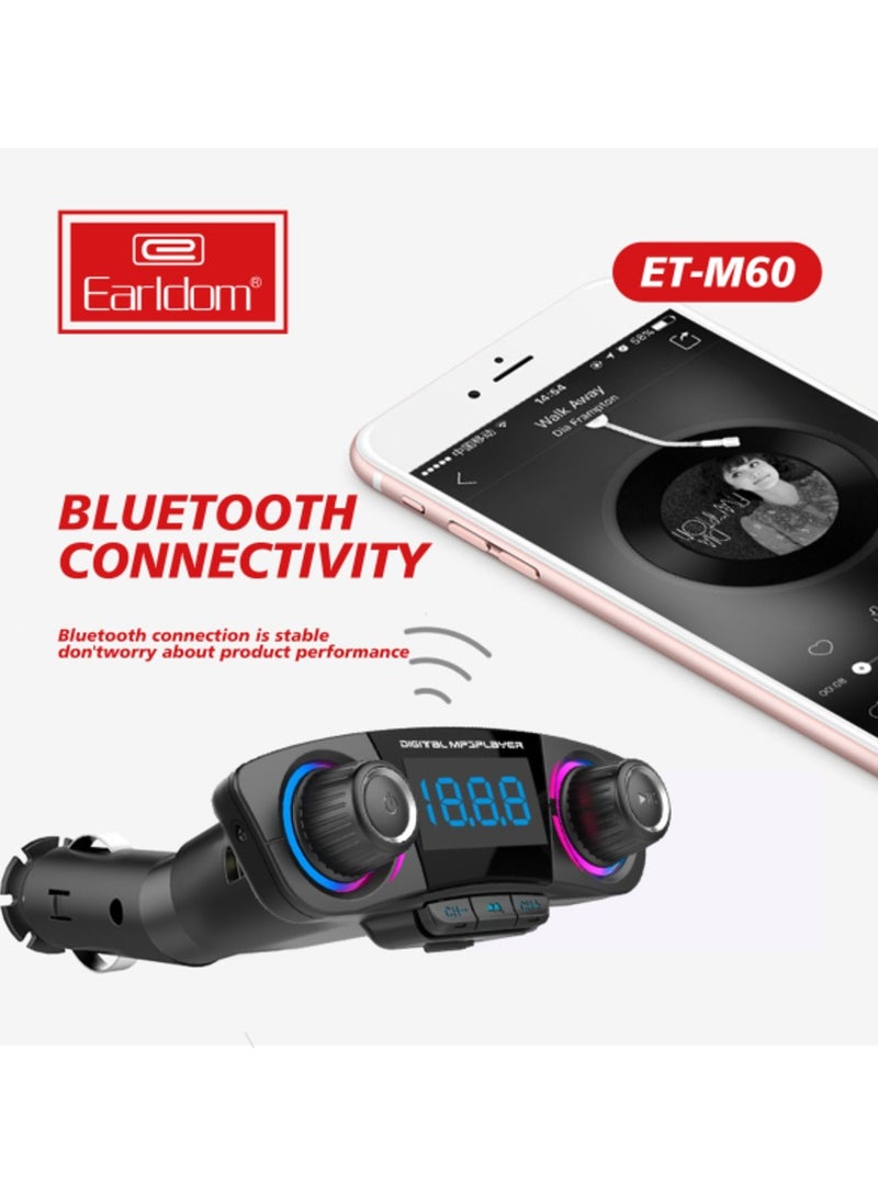 Earldom ET-M60 Wireless FM Charger Car Kit MP3 + 2 USB Ports - Image 3
