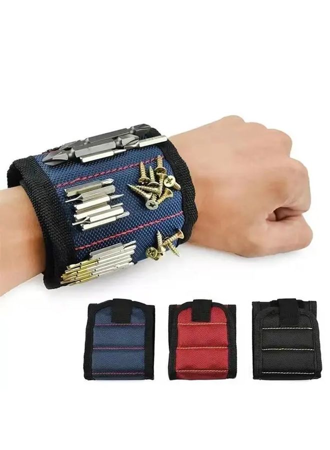 Red Heavy Duty Magnetic Wrist Strap Anti Slip Work Belt for Carpentry Professional Contractors - Image 5