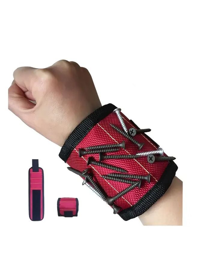 Red Heavy Duty Magnetic Wrist Strap Anti Slip Work Belt for Carpentry Professional Contractors - Image 1