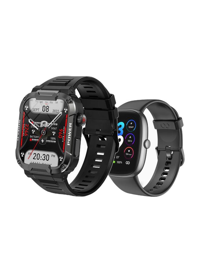 ساعة ذكية للرجال 1.85" تصميم عسكري تكتيكي | ساعة ذكية متينة مقاومة للماء IP68 مع مكالمات بلوتوث، 100+ وضع رياضي، متتبع للياقة البدنية والصحة متوافق مع أندرويد وآيفون & ساعة ذكية جديدة 2025 مع مكالمات بلوتوث، شاشة AMOLED HD 1.83"، 100+ وضع رياضي، مراقب لمعدل ضربات القلب وSpO2، متتبع للياقة البدنية IP67 مقاوم للماء للرجال والنساء. - Image 1