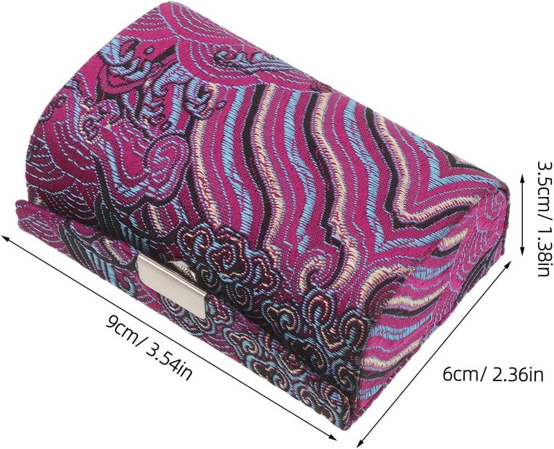 Lip Balm Organizer Case - Pocket Lipstick Pouch with Mirror - Vintage Button Closure Makeup Cosmetic Pouch Bag Compact for Handbag, Scratch/Damage Protection, Purple - Image 2