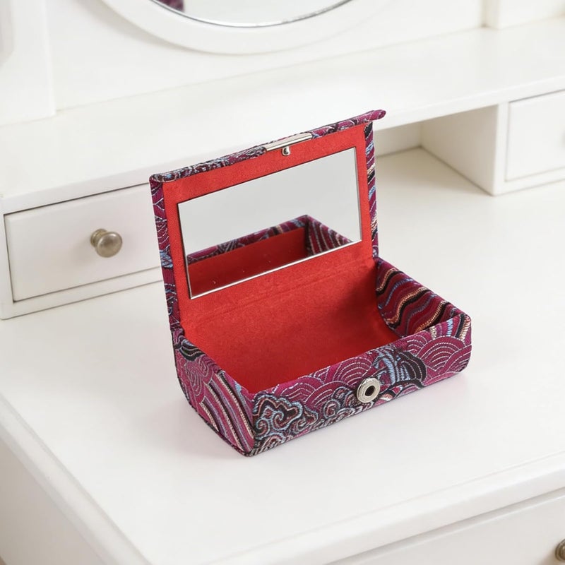 Lip Balm Organizer Case - Pocket Lipstick Pouch with Mirror - Vintage Button Closure Makeup Cosmetic Pouch Bag Compact for Handbag, Scratch/Damage Protection, Purple - Image 5