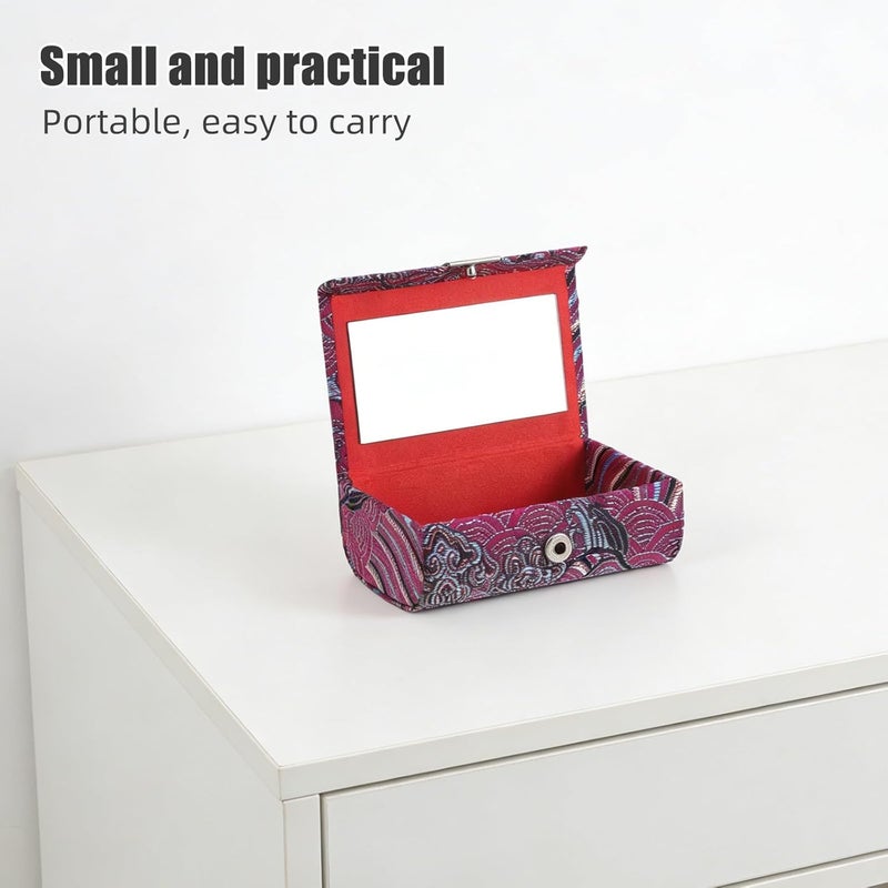 Lip Balm Organizer Case - Pocket Lipstick Pouch with Mirror - Vintage Button Closure Makeup Cosmetic Pouch Bag Compact for Handbag, Scratch/Damage Protection, Purple - Image 4