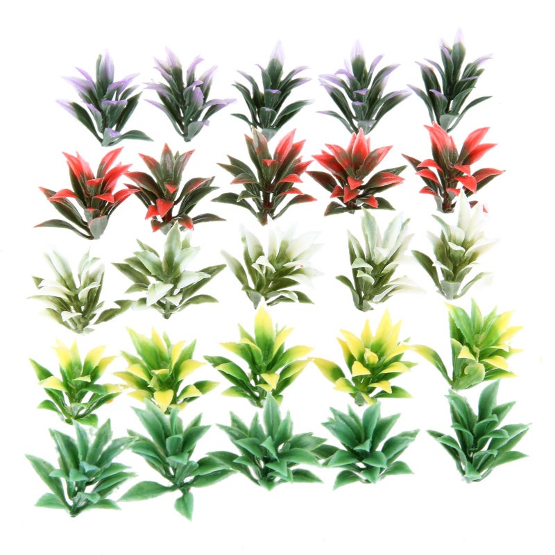 Yetaha 100PCS Mixed Model Plants, Colorful Flowering Plants, Railway Park Garden Scene Architecture Ornament Scenery, Railroad Layout Scene Decoration
