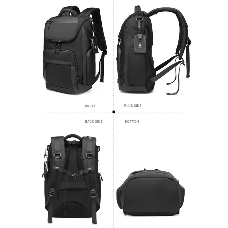 OZUKO حقيبة ظهر لابتوب للسفر والعمل والمدرسة مع منفذ شحن USB مقاومة للماء جيب مضاد للسرقة يناسب لابتوب بحجم 15.6 بوصة، أسود، 9409 - Image 3