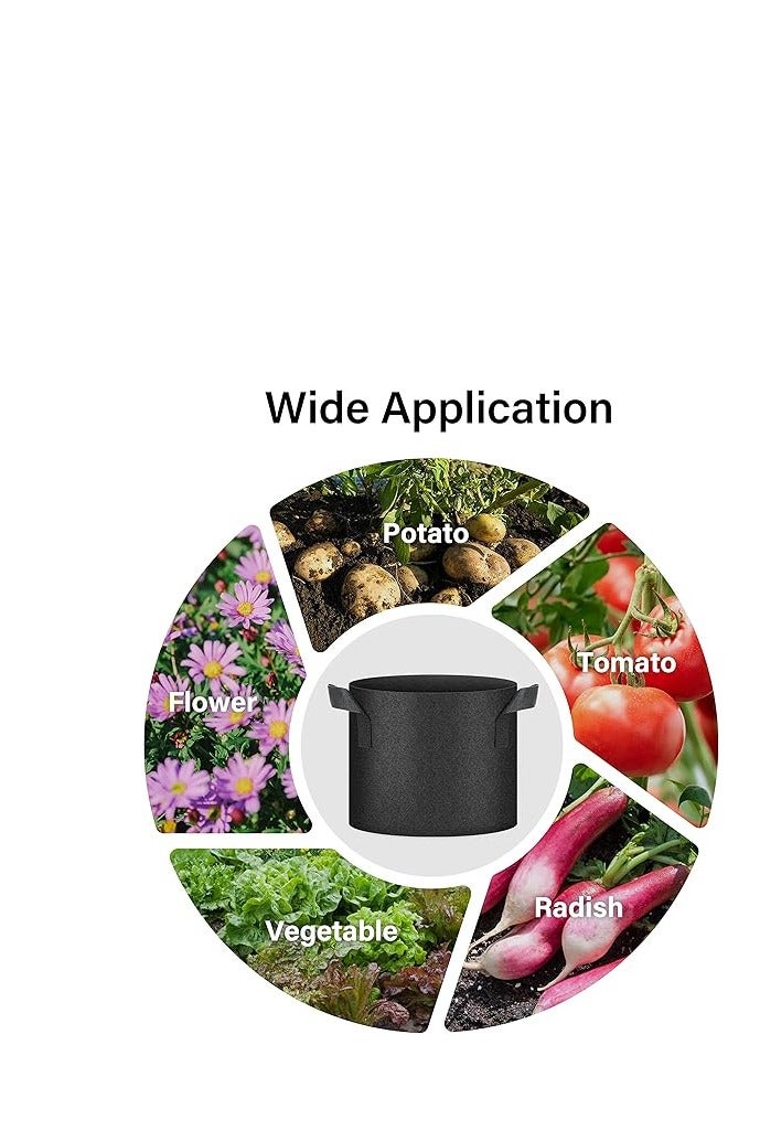 Grow Bags for Vegetables, 5 Pack 30L Tomato Grow Bag Planter Fabric Pots Reusable, Potato Growing Bags with Handles - Image 3
