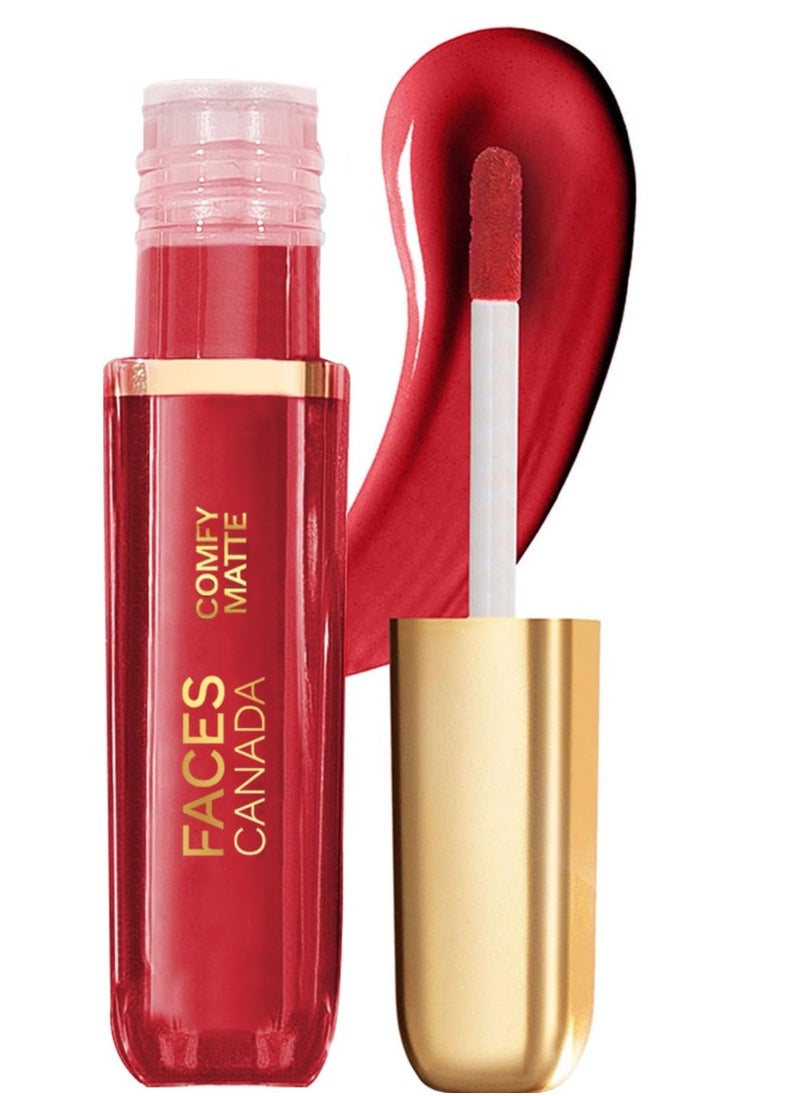 Faces Canada FACES CANADA Comfy Matte Liquid Lipstick On My Way 01, 3 ml  Comfortable 10HR Longstay Intense Matte Color Almond Oil and Vitamin E Infused   Super Smooth   No Dryness  - Image 1
