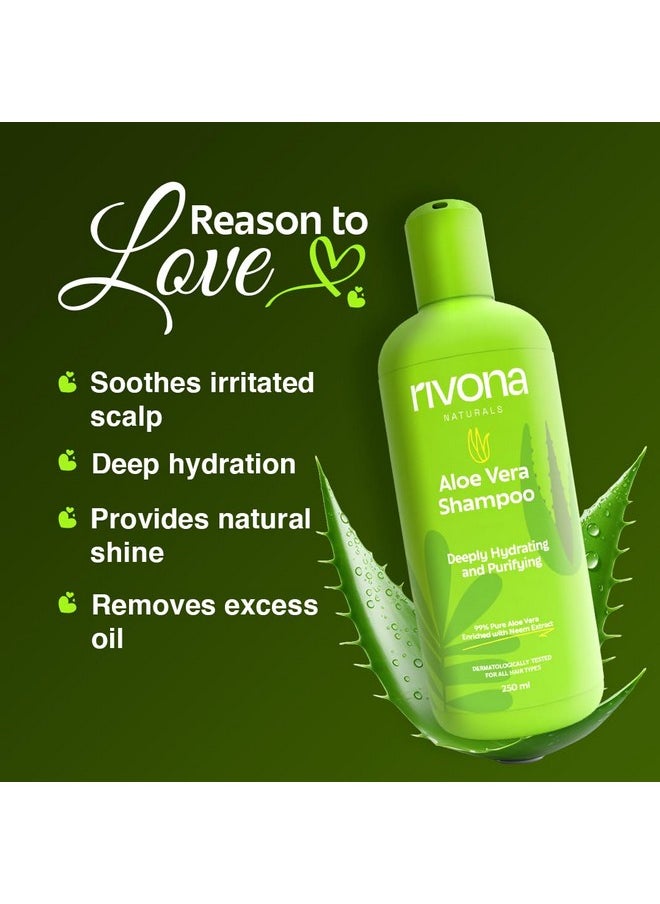 RIVONA NATURALS - Pure Aloe Vera Shampoo Zero Chemicals Natural Hydrating Shampoo L For Soft Smooth Hair L For Men & Women Vegan Sulphate And Paraben Free 250 Ml - Image 1