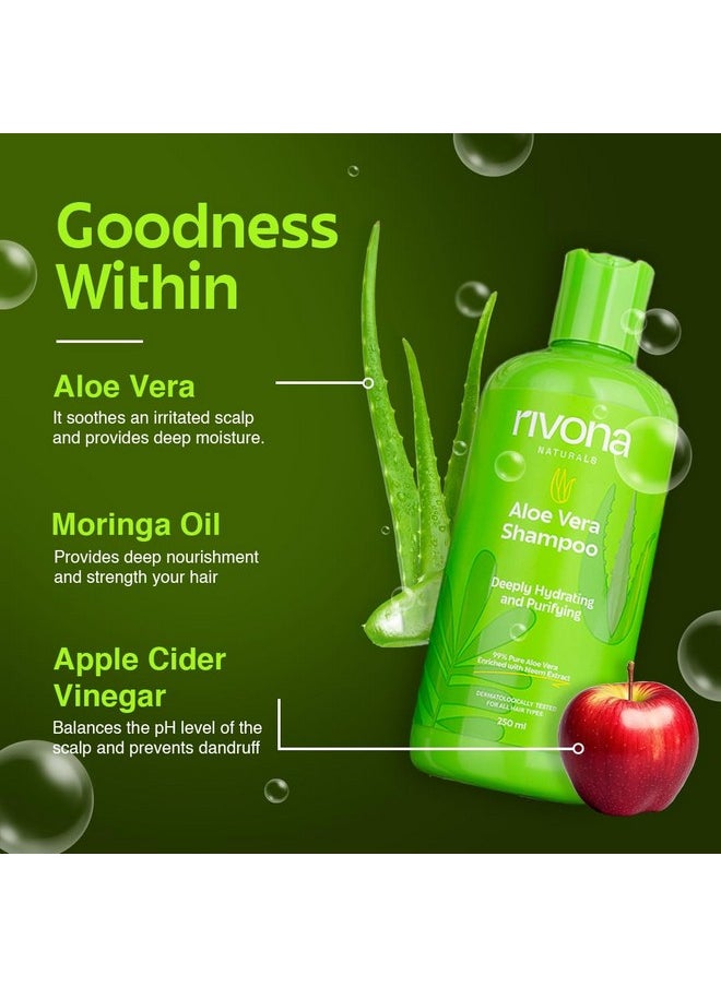 RIVONA NATURALS - Pure Aloe Vera Shampoo Zero Chemicals Natural Hydrating Shampoo L For Soft Smooth Hair L For Men & Women Vegan Sulphate And Paraben Free 250 Ml - Image 1