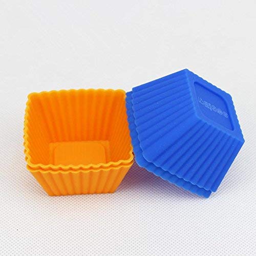 MoldBerry Nonstick and Heat Resistant Microwave Oven Freezer Steamer Safe Silicone Cupcake MouldsPerfect for Cup Cakes Multicolour Square Pack of 6 - Image 3