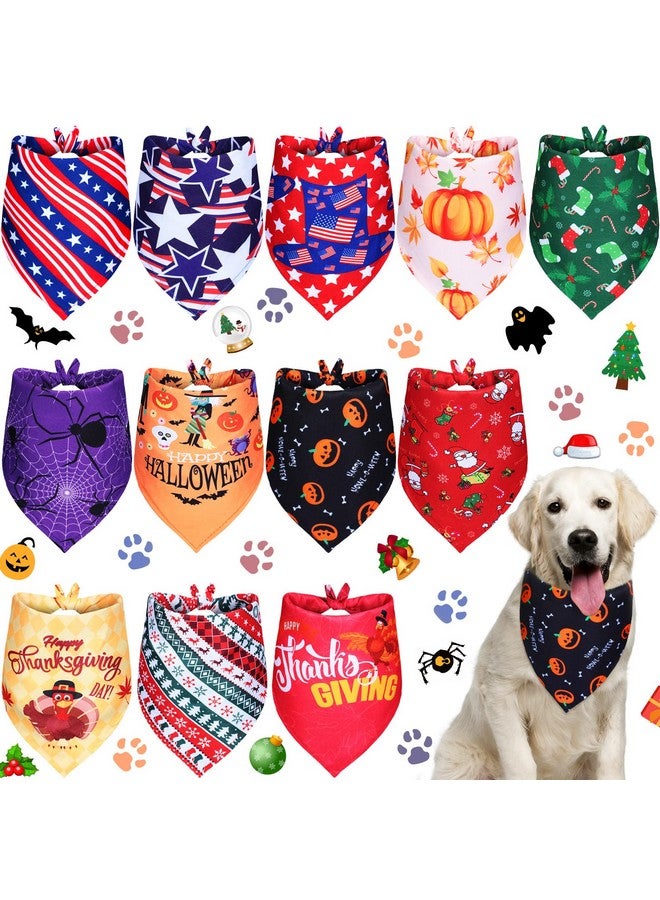 ويووداي 12 قطعة من أوشحة الكلاب في العطلات بكميات كبيرة للكلاب من أوشحة الهالوين للكلاب للأولاد والبنات في الخريف أو الأعياد أو الموسم أو إكسسوارات أوشحة الكلاب للكلاب الصغيرة والمتوسطة والكبيرة الحجم (X-Large) - Image 1
