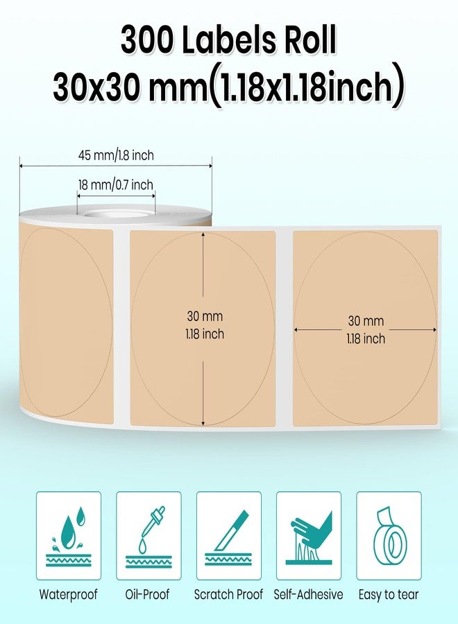 YIKIADA Khaki Round Thermal Labels 1.18 Inch Waterproof Stickers for M110 - Image 3