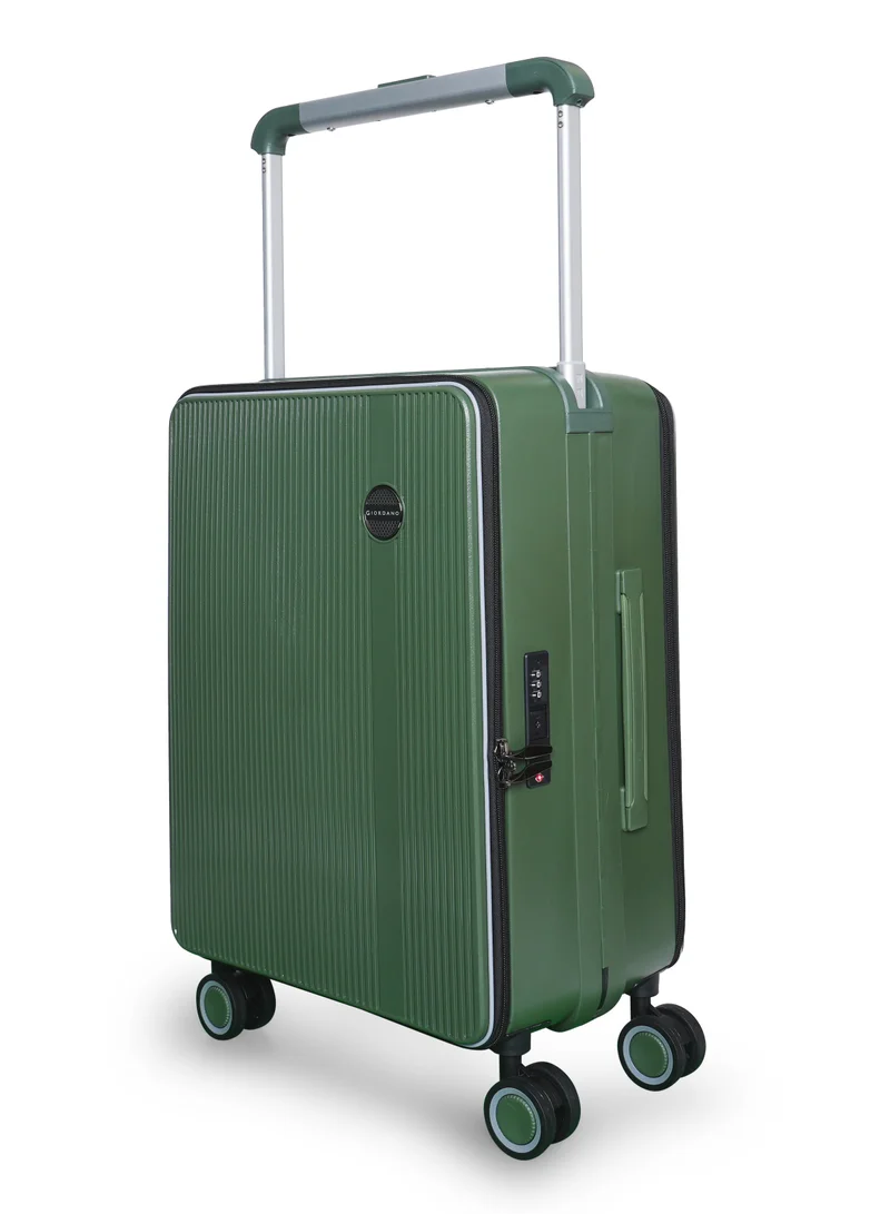 GIORDANO Giordano Genius Wide Handle Cabin Luggage Green | Laptop Compartment Luggage, Cabin Size Trolley Bag | Durable Lightweight Carry-On Suitcase, 20 Inch Suitcase | Premium Luggage &amp; Travel Gear