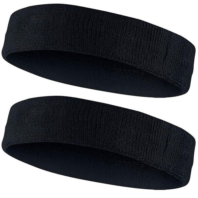 AMIFIT Sport Headband for Men and Women - Sports Headband for Workout & Running, Breathable, Non-Slip Sweat Head Bands for Long Hair, Pack of 2 (Black) - Image 1