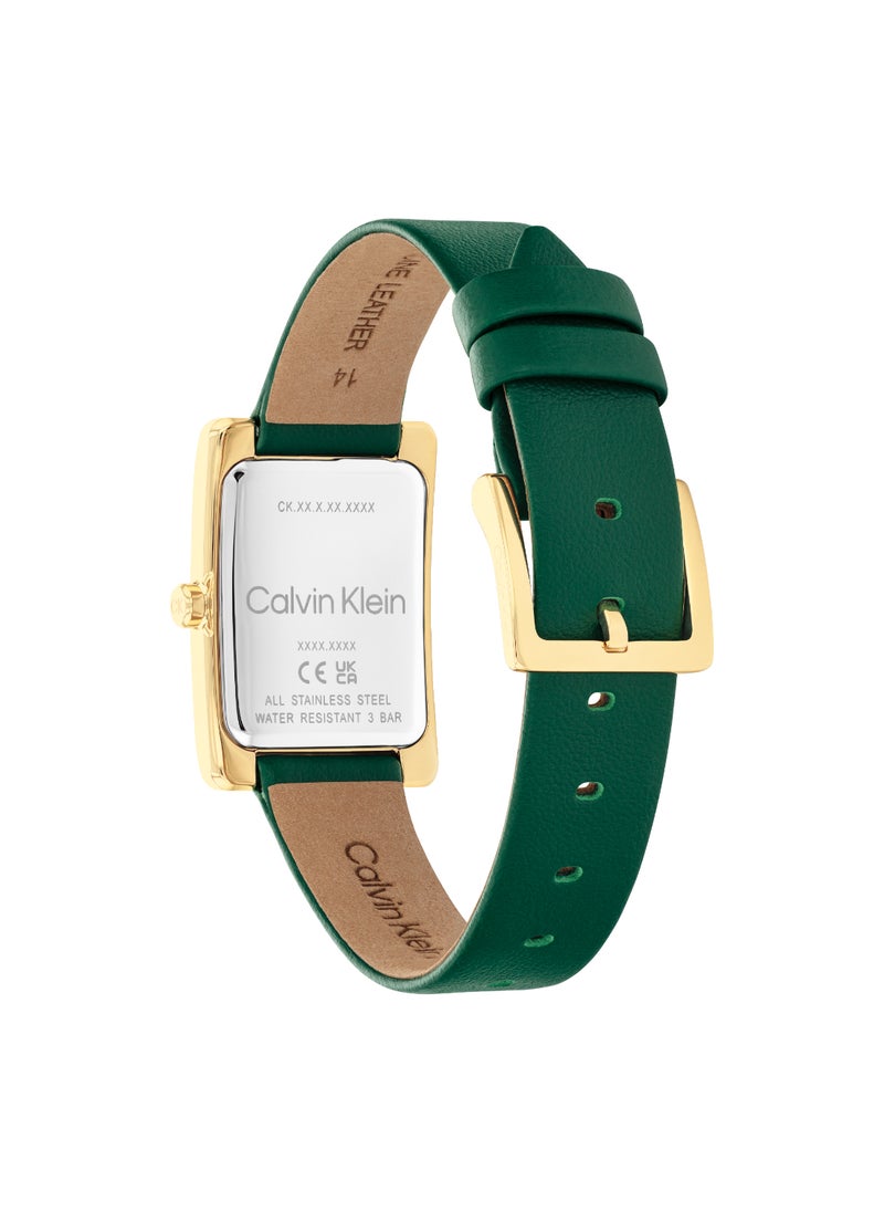 CALVIN KLEIN ساعة يد نسائية مستطيلة أنالوج بهيكل ذهبي - 25200397  - Image 3