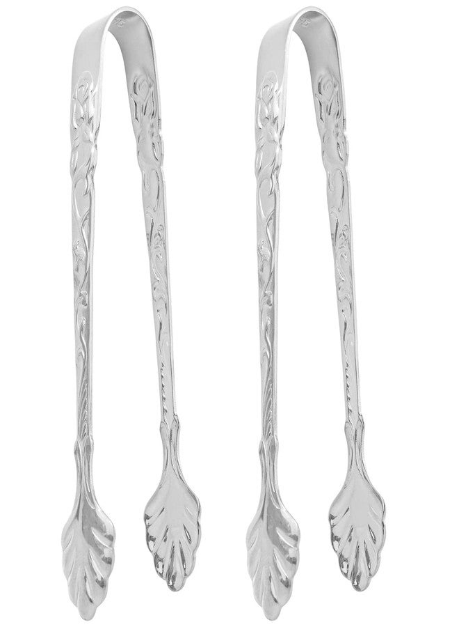 DOERDO DD DOERDO 2Pcs Serving Tongs, Stainless Steel Ice Cube Tongs Decorative Sugar Cubes Tongs Home Kitchen, Silver - Image 1