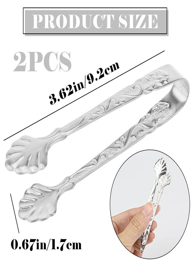 DOERDO DD DOERDO 2Pcs Serving Tongs, Stainless Steel Ice Cube Tongs Decorative Sugar Cubes Tongs Home Kitchen, Silver - Image 2