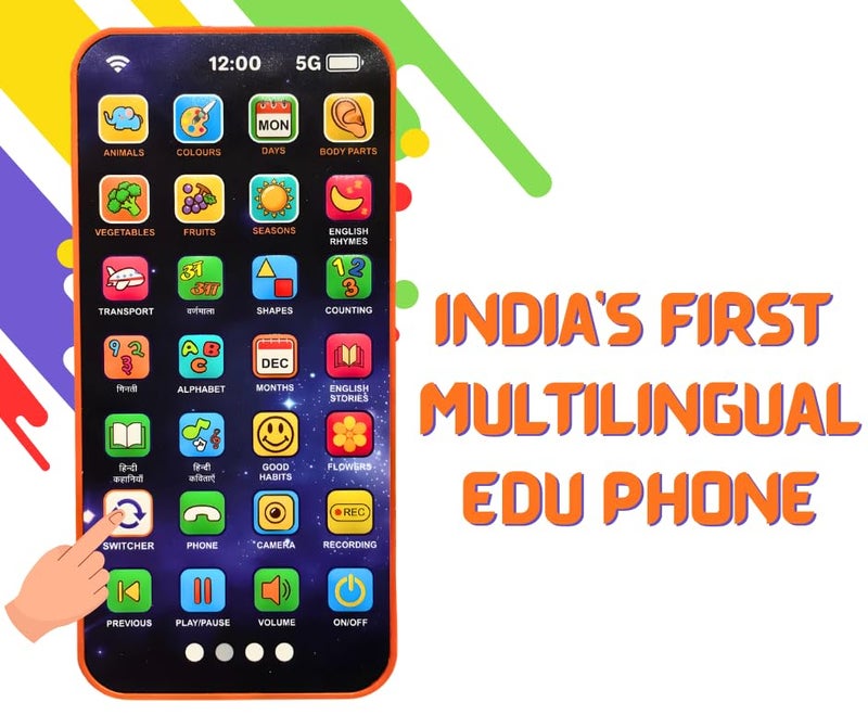 Eksploe Multi Language EduPhone | Educational, Screen - Free Toy |Type-C Rechargeable | 10 Indian Languages | 28 Functions | Flash Function | 20 Educational topics for Age 2 Years to 10 Years - Image 2
