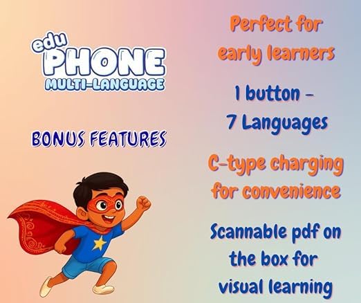 Eksploe Multi Language EduPhone | Educational, Screen - Free Toy |Type-C Rechargeable | 10 Indian Languages | 28 Functions | Flash Function | 20 Educational topics for Age 2 Years to 10 Years - Image 4