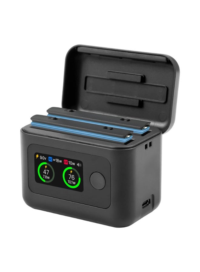 Charging Battery Charger Fit For Insta 360 X5, Smart 27W Fast Charging Hub With LED Display Fit For Insta 360 X5 Battery, Intelligent Two Way Charging Case, Shows Battery Level - Image 1