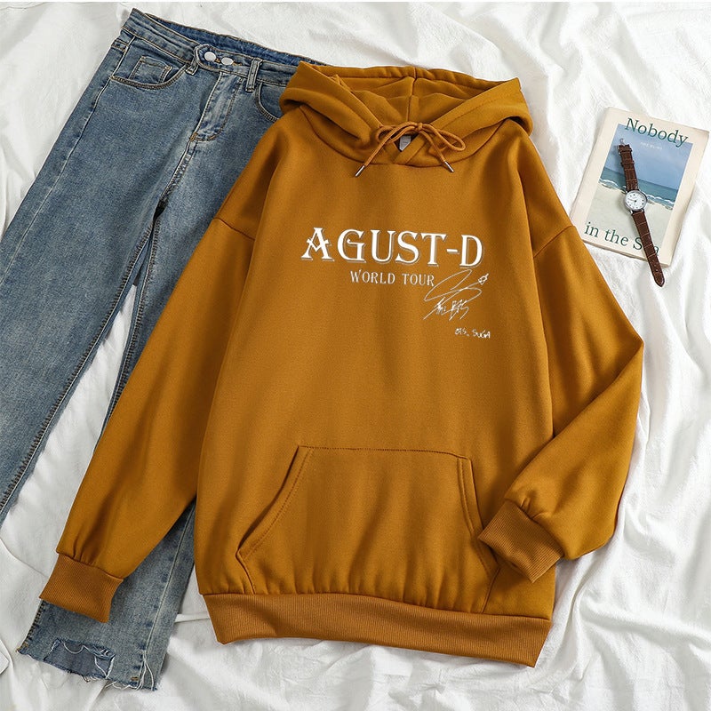 Winter New Sweater Agust-D World Tour Long Sleeve Pullover Casual Loose Hoodie Men And Women - Image 1