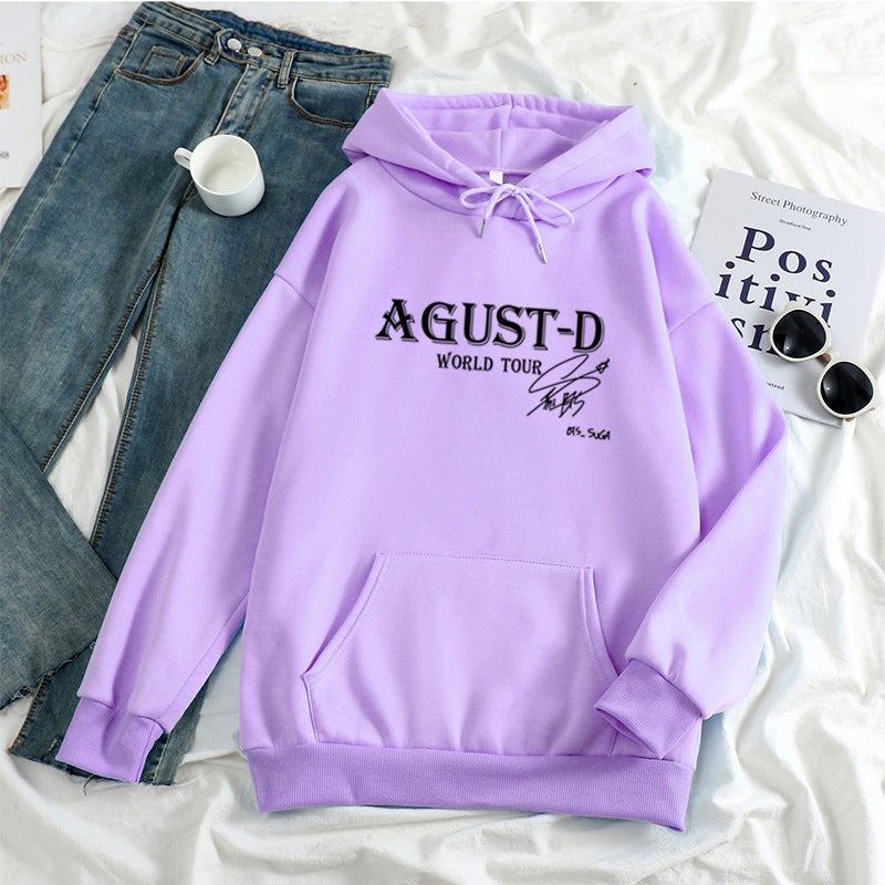 Winter New Sweater Agust-D World Tour Long Sleeve Pullover Casual Loose Hoodie Men And Women - Image 5