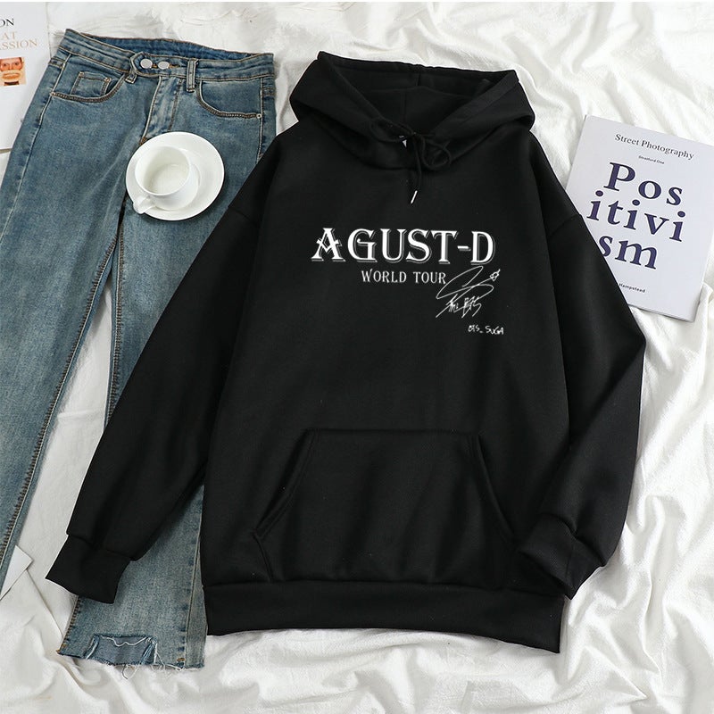 Winter New Sweater Agust-D World Tour Long Sleeve Pullover Casual Loose Hoodie Men And Women - Image 2