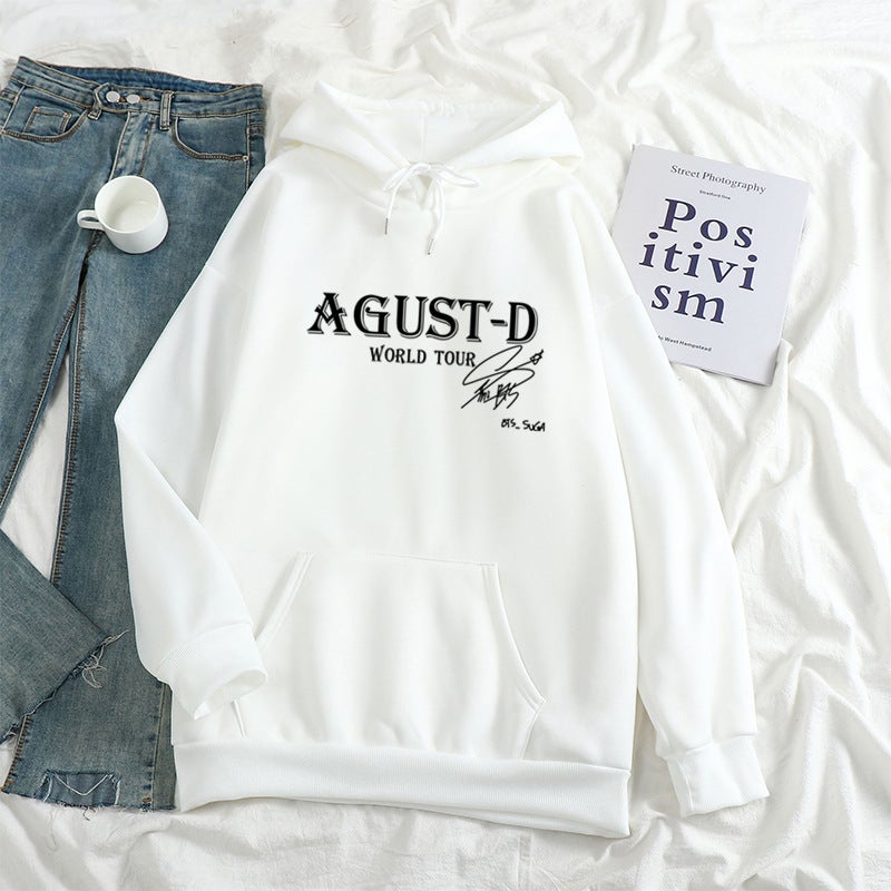 Winter New Sweater Agust-D World Tour Long Sleeve Pullover Casual Loose Hoodie Men And Women - Image 3