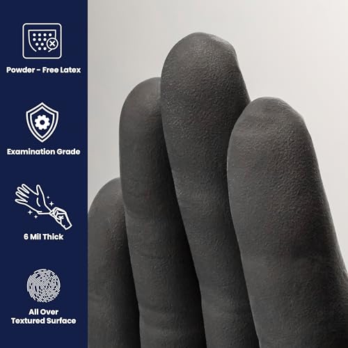 Adenna PHM915 Phantom 6 mil Powder-Free Latex Gloves, Medical Grade, Black, Medium, Box of 100 - Image 2