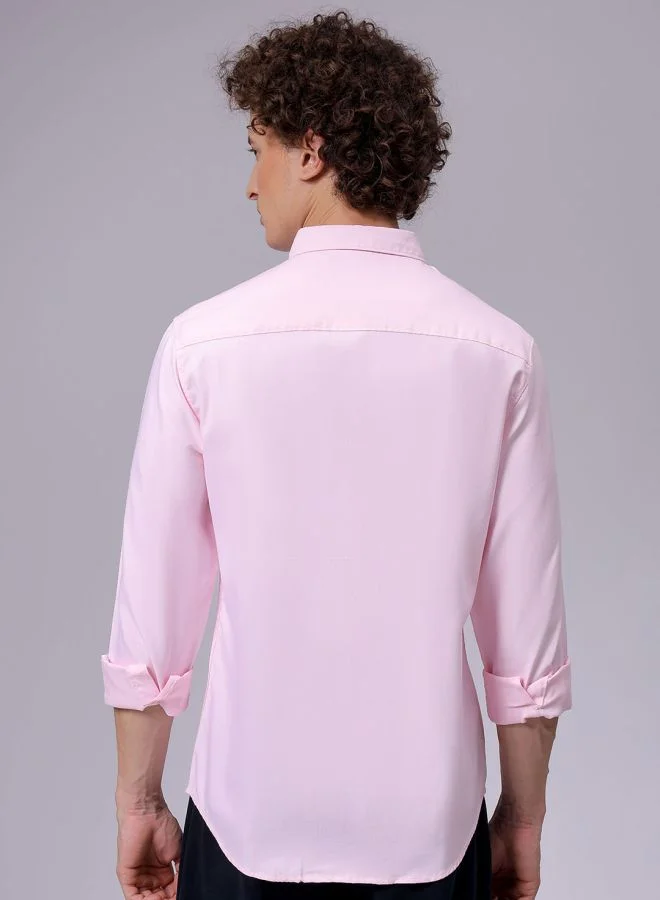 The Indian Garage Co Men Slim Fit Solid Full Sleeves Cutaway Collar Casual Shirt