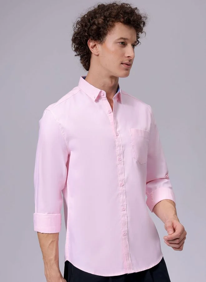 The Indian Garage Co Men Slim Fit Solid Full Sleeves Cutaway Collar Casual Shirt