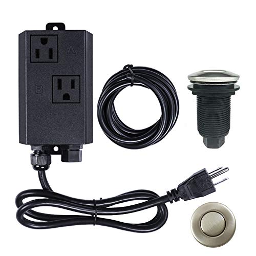 Etoolcity Garbage Disposal Air Switch Kit Dual Outlet Sink Top Waste Disposal Stainless Steel Brushed Nickel On/Off Air Button Food and Waste Disposals Part by Etoolcity - Image 1