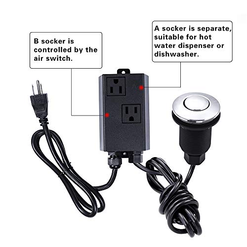Etoolcity Garbage Disposal Air Switch Kit Dual Outlet Sink Top Waste Disposal Stainless Steel Brushed Nickel On/Off Air Button Food and Waste Disposals Part by Etoolcity - Image 3