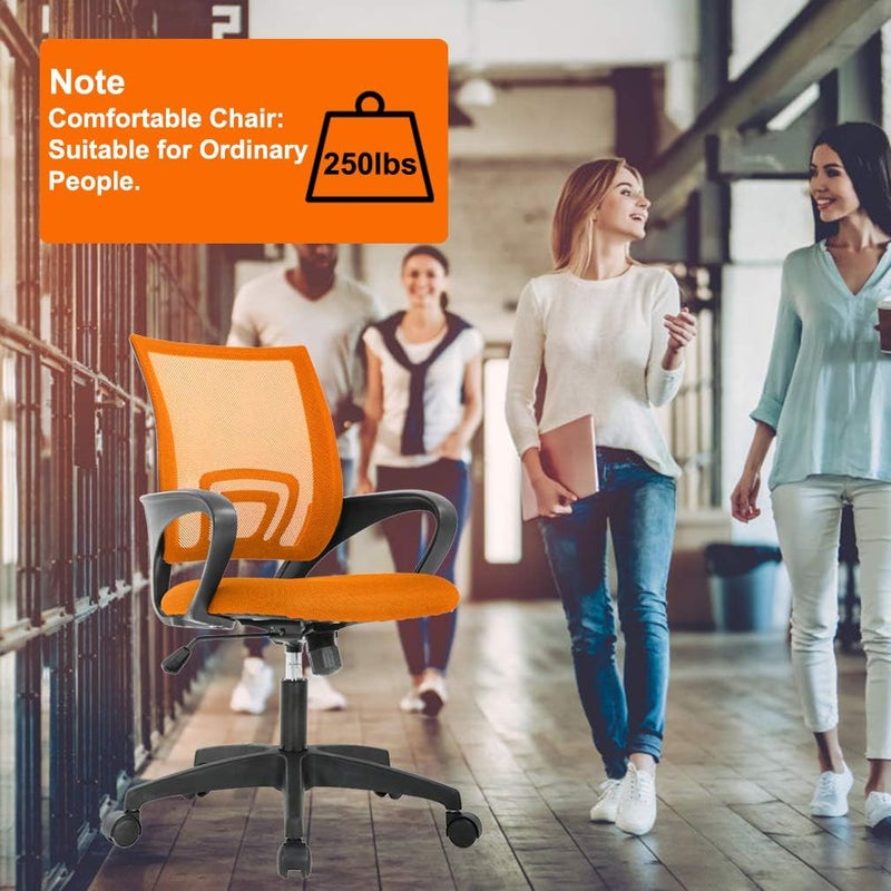 BestOffice Home Office Chair Ergonomic Desk Chair Mesh Comfortable Computer Chair with Lumbar Support Armrest Executive Rolling Swivel Adjustable Mid Back Task Chair,Orange - Image 4