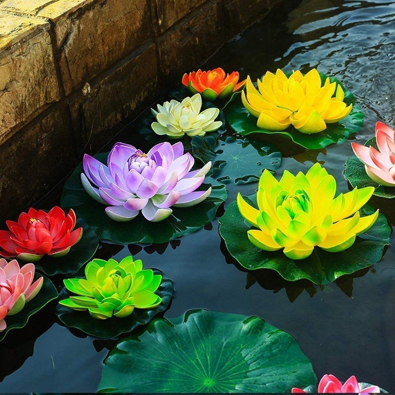 Superdream Superdream Water Floating Foam Large Lotus Flower for Pond Decor Set of 6 